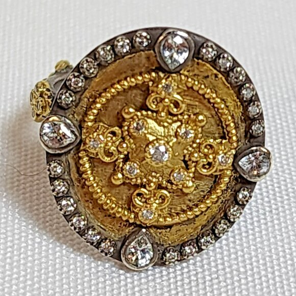 Armenta Old World 18K Gold & Silver Diamond Sapphire Ring 02742 Sz 7 – Excellent - Picture 10 of 16